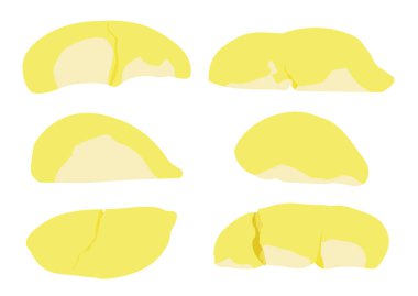 durian meyvesi rengi sarı ve beyaz arkaplan illüstrasyon vektörü üzerinde olgun durian parçası 