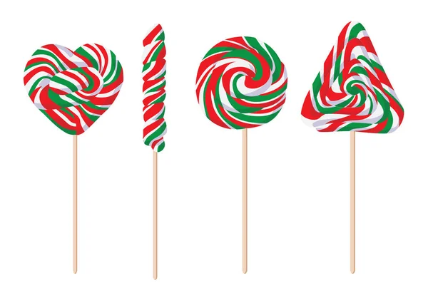 Candies Lollipop Colorful Christmas Isolated Design White Background Illustration Vector — Stock Photo, Image
