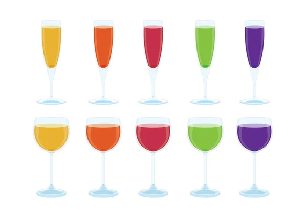 A4_841_89X59Champagne Glasses Wine Fruit Juice Isolated White Background Illustration Vector — Stock Photo, Image