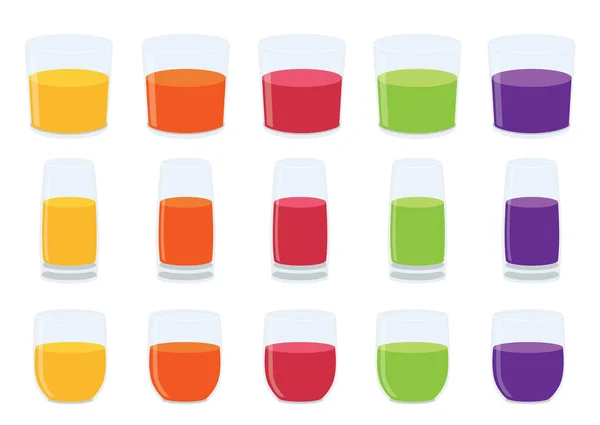 Água Vidro Colorido Suco Frutas Isolado Vetor Ilustração Fundo Branco — Fotografia de Stock