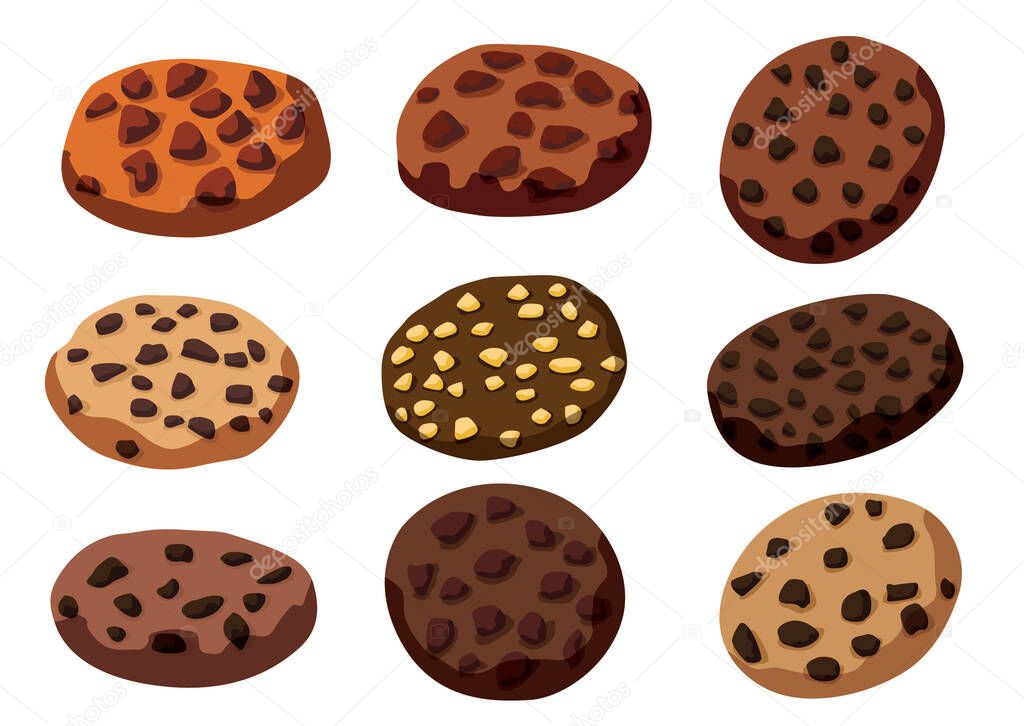 chocolate baked cookies on white background illustration vector 
