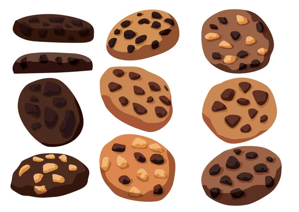 Schokolade Gebackene Plätzchen Auf Weißem Hintergrund Illustrationsvektor — Stockfoto