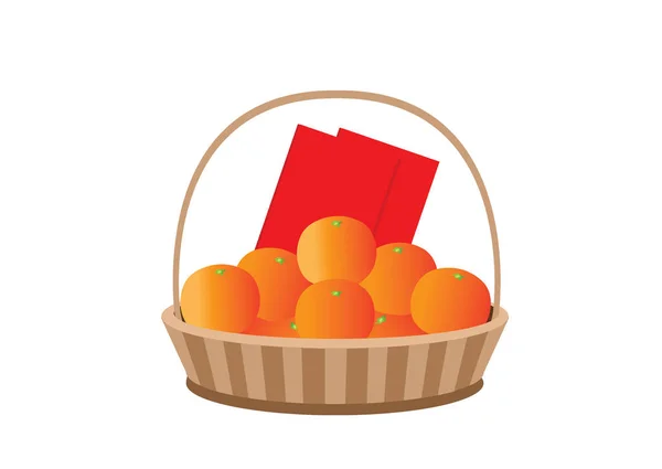 Enveloppe Fruits Rouges Orange Dans Panier Sur Fond Blanc Illustration — Photo