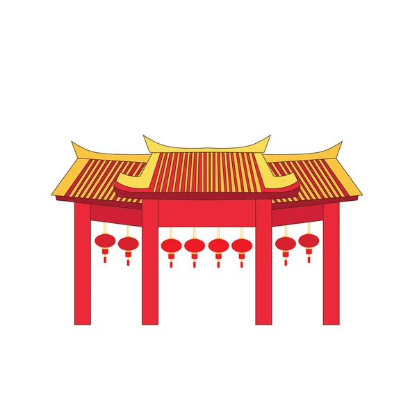 Puerta Fachada China Diseño Sobre Fondo Blanco Ilustración Vector — Foto de Stock