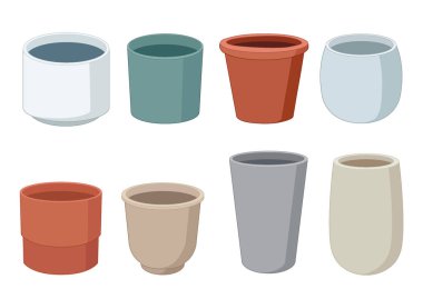 Beyaz arkaplan illüstrasyon vektöründeki saksılar