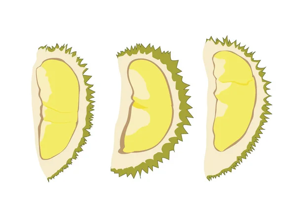 Durian Frukt Färg Gul Och Mogen Durian Bit Vit Bakgrund — Stockfoto