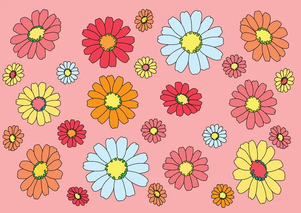 Květiny Barevné Růžovém Pozadí Ilustrační Vektor — Stock fotografie