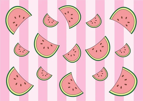 Watermelon Wrapping Paper Wale Design Pattern Pink Background Illustration Vector — Stock Photo, Image