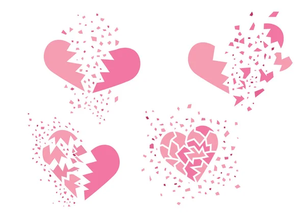 Зламане Серце Рожеве Ізольоване Білому Фоні Дизайн Ілюстрація Вектор — стокове фото