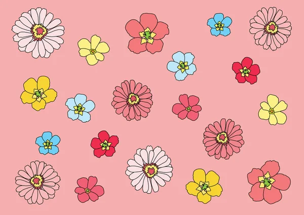 Blume Bunt Auf Rosa Hintergrund Illustration Vektor Stockfoto