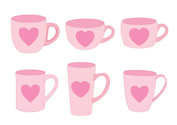 Corazón Taza Rosa Contrapartida Amor Sobre Fondo Blanco Ilustración Vector — Foto de Stock