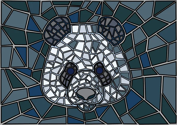 Panda Vidro Manchado Mosaico Preto Fundo Cinza Ilustração Vetor — Fotografia de Stock