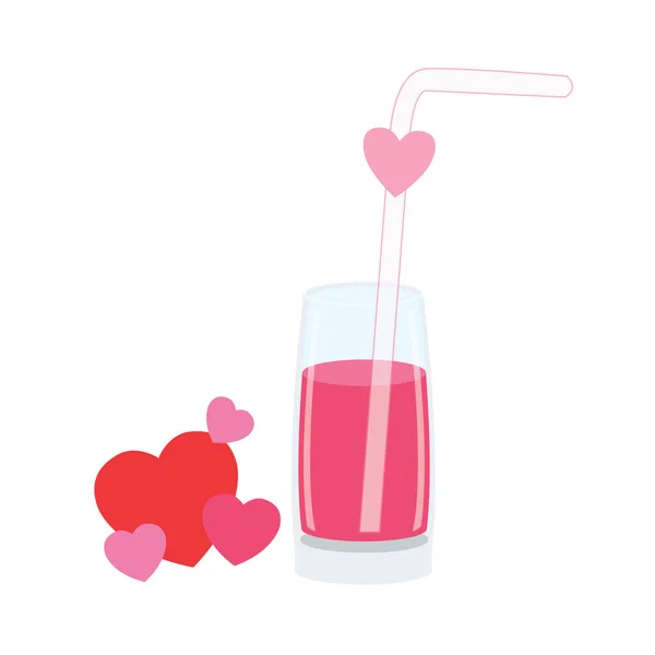 Рожевий Сік Склянці Серцевій Трубці Білому Фоні Вектор Ілюстрації — стокове фото
