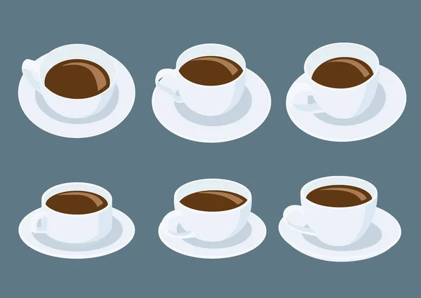 Weiße Kaffeetasse Auf Untertasse Auf Grauem Hintergrund Illustration Vektor — Stockfoto