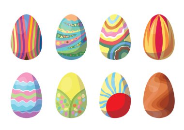 Paskalya yumurtası tasarımı beyaz arkaplan illüstrasyon vektöründe renklidir