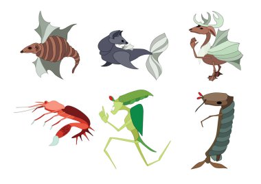 karakter hayvanları beyaz arkaplan illüstrasyon vektörü üzerinde tasarım