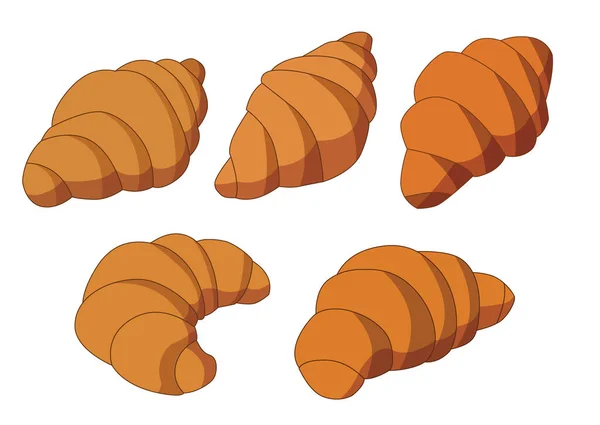 Delicioso Croissant Macio Isolado Padaria Vetor Ilustração Fundo Branco — Fotografia de Stock