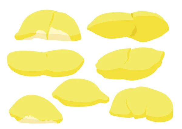 Ντούριαν Χρώμα Φρούτων Κίτρινο Και Ώριμο Ντούριαν Κομμάτι Λευκό Φόντο — Φωτογραφία Αρχείου