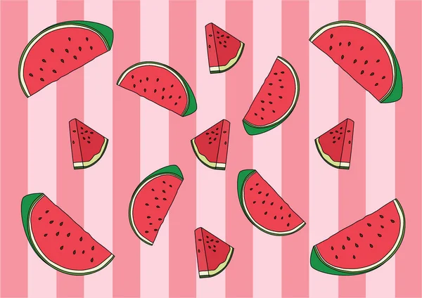 Watermelon Red Wrapping Paper Wale Design Pattern Background Illustration Vector — Stock Photo, Image