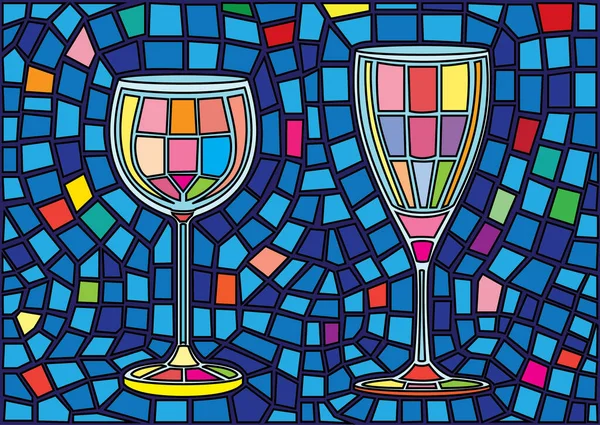 Champagne Glass Wine Glass Isolated Stained Glass Background Illustration Vector — Stock Photo, Image