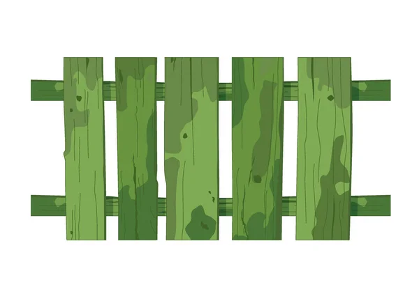 Grüne Holz Zaun Textur Auf Weißem Hintergrund Illustration Vektor — Stockfoto