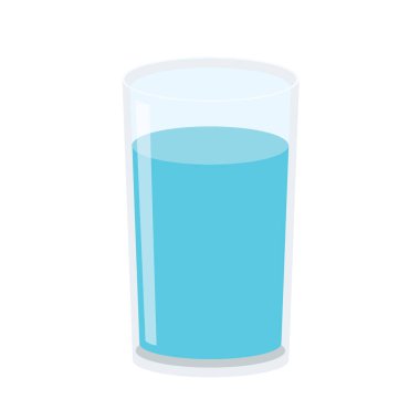 Beyaz arkaplan illüstrasyon vektöründe izole edilmiş bardaktaki su  