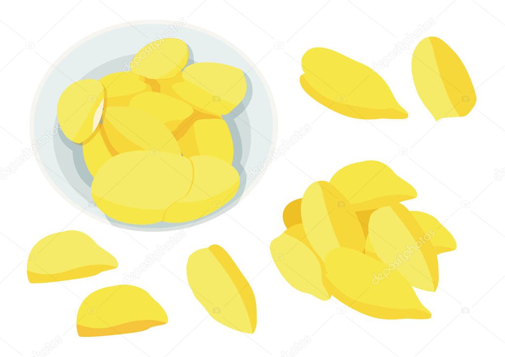 durian fruit in the plate on white background illustration vector 