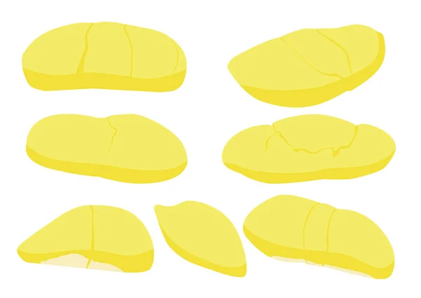 Durian Frukt Färg Gul Och Mogen Durian Bit Vit Bakgrund — Stockfoto