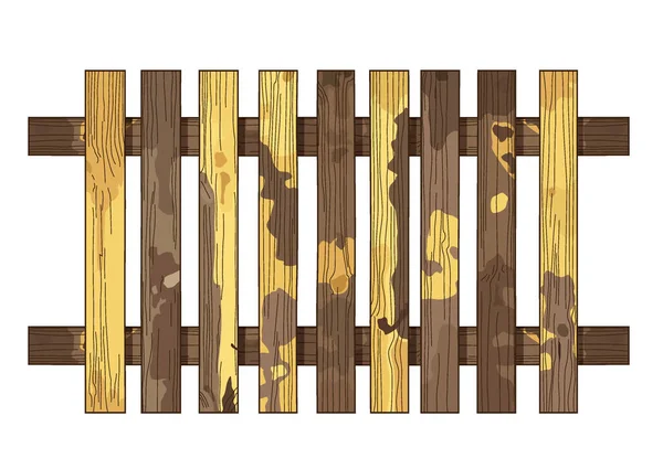 茶色の黄色の木製のフェンスのテクスチャ白い背景イラストベクトル — ストック写真