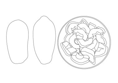 çizgi olgun papaya meyvesi yarım plaka beyaz arkaplan illüstrasyon vektörü ile sonuçlanır 