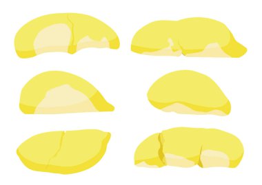 durian meyvesi rengi sarı ve beyaz arkaplan illüstrasyon vektörü üzerinde olgun durian parçası 