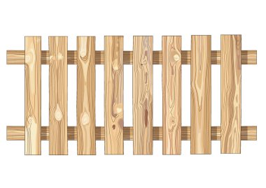 Beyaz arkaplan illüstrasyon vektöründe ahşap çit dokusu