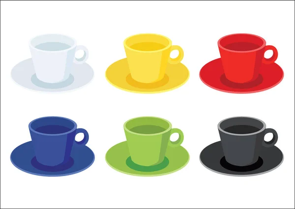 Kaffeetasse Auf Untertasse Mehrfarbig Auf Weißem Hintergrund Illustration Vektor — Stockfoto