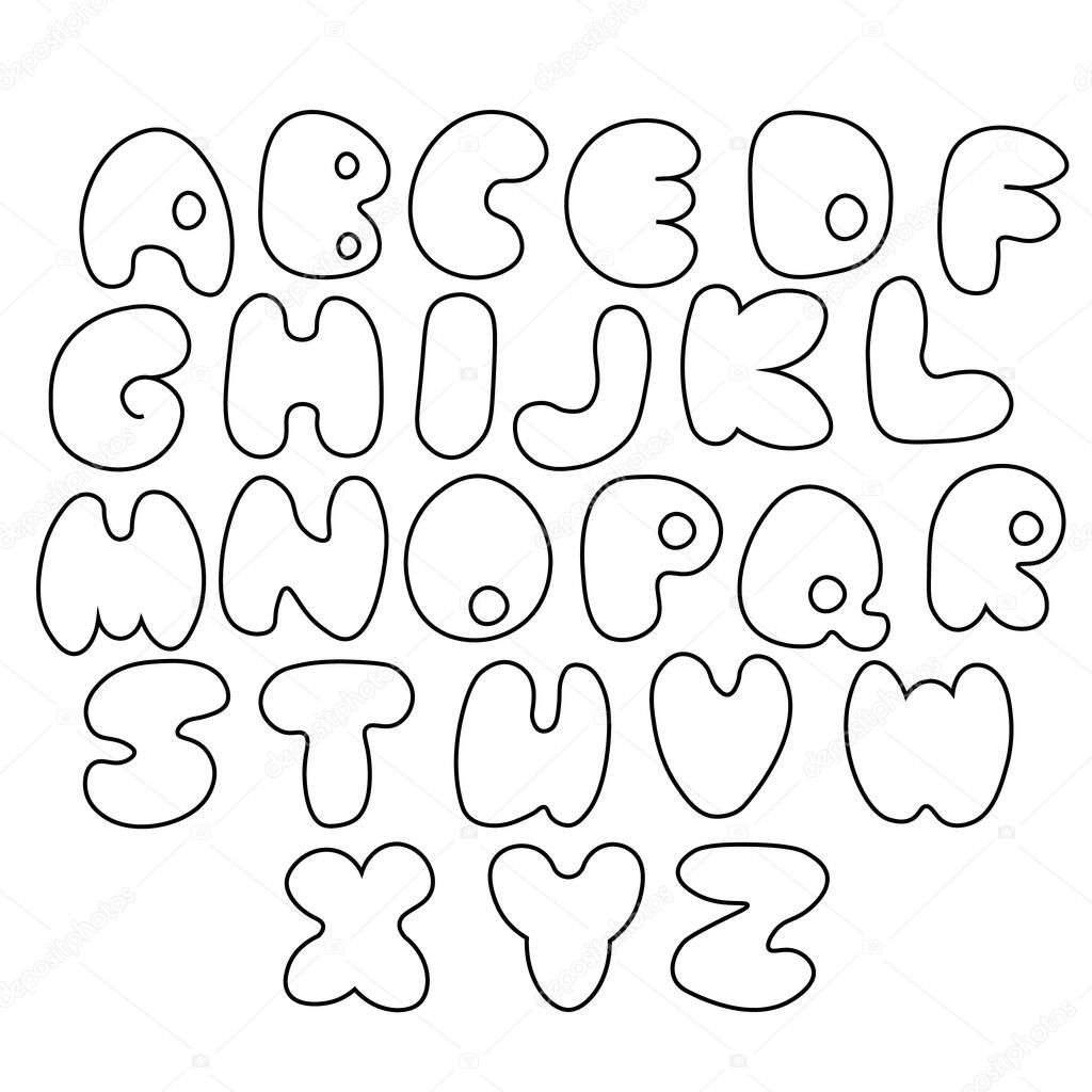 Pot bellied volumetric alphabet in black and white
