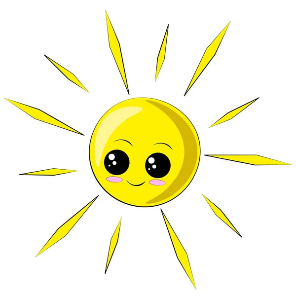 Cute cartoon happy little Sun in color — Stock Vector