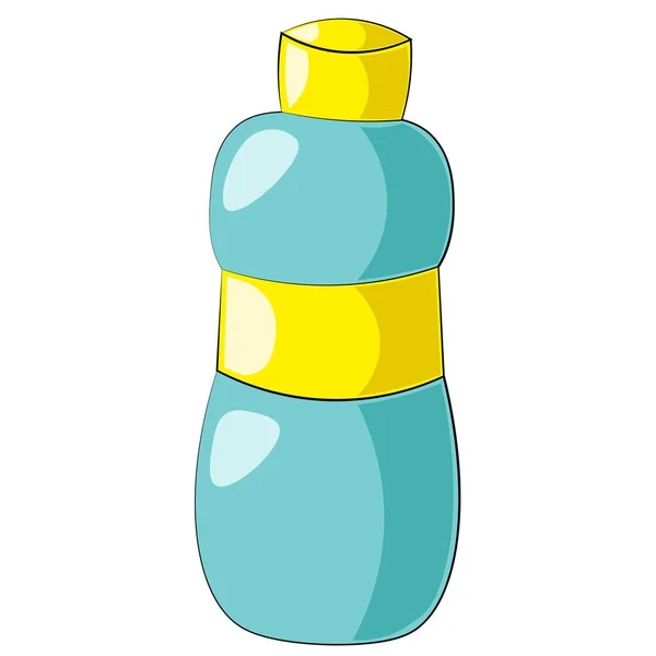 Único elemento desenhado garrafa de água de plástico azul —  Vetores de Stock
