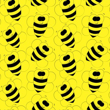 Çizgili şirin çizgi film arısı olan kusursuz vektör deseni