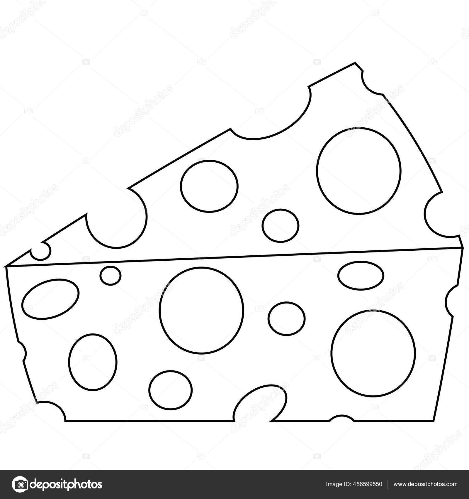 Pieza De Queso De Un Solo Elemento Dibujar Ilustracion En Blanco Y Negro Imagen Vectorial De C Anastasiamelnikova 456599550 Depositphotos