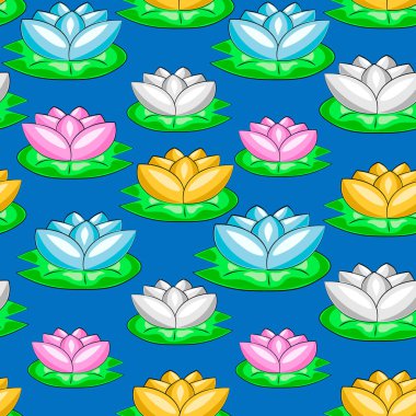 Su zambağı renkleriyle kusursuz vektör deseni