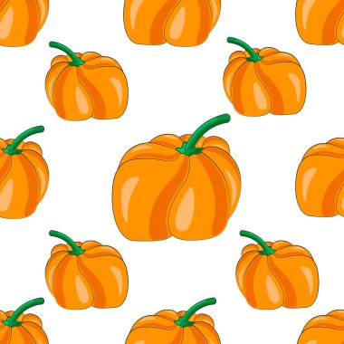 Küçük turuncu kabaklı kusursuz vektör deseni