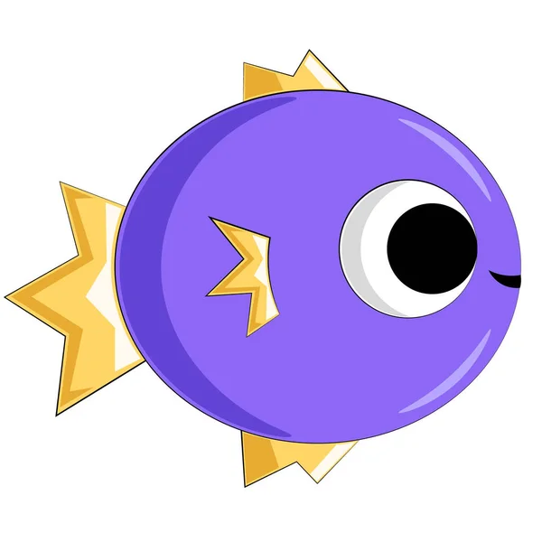 Leuke tekenfilm kleine vis. Tekening illustratie in kleur — Stockvector