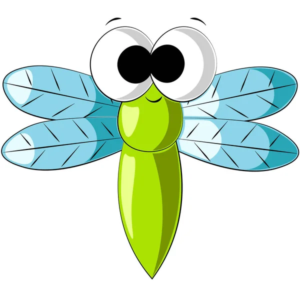 Cute cartoon Dragonfly. Draw illustration in color — Stock Vector