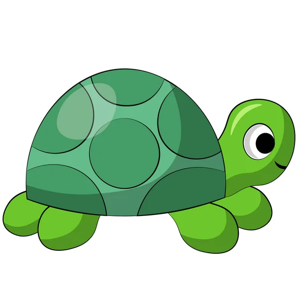 Söt tecknad sköldpadda. Rita illustration i färg — Stock vektor