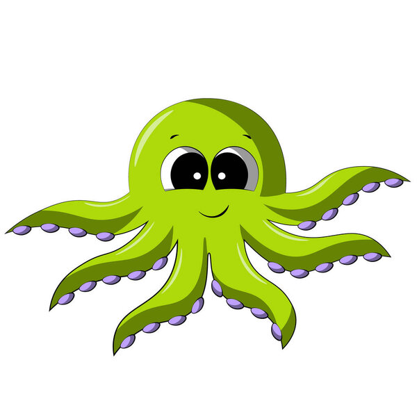 Милый мультяшный осьминог. Цветные рисунки