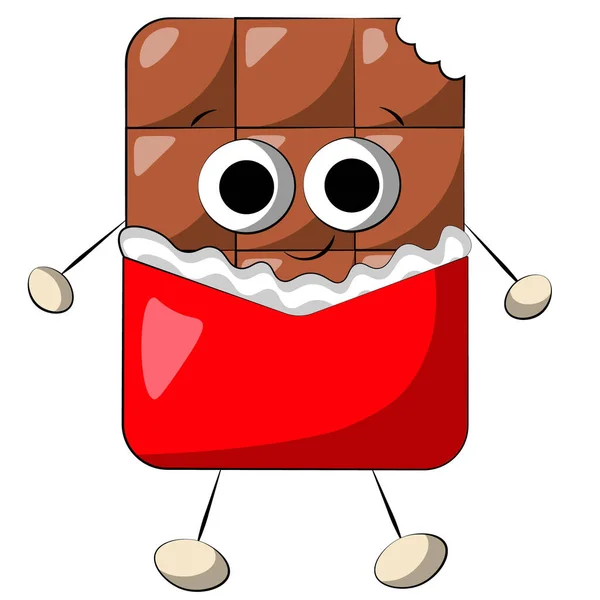 Personagem de Chocolate de desenho animado bonito em Wrapper. Desenhe a ilustração na cor —  Vetores de Stock