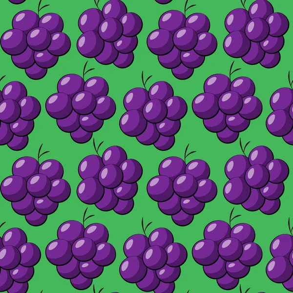 Modèle vectoriel sans couture avec dessin animé raisin violet — Image vectorielle