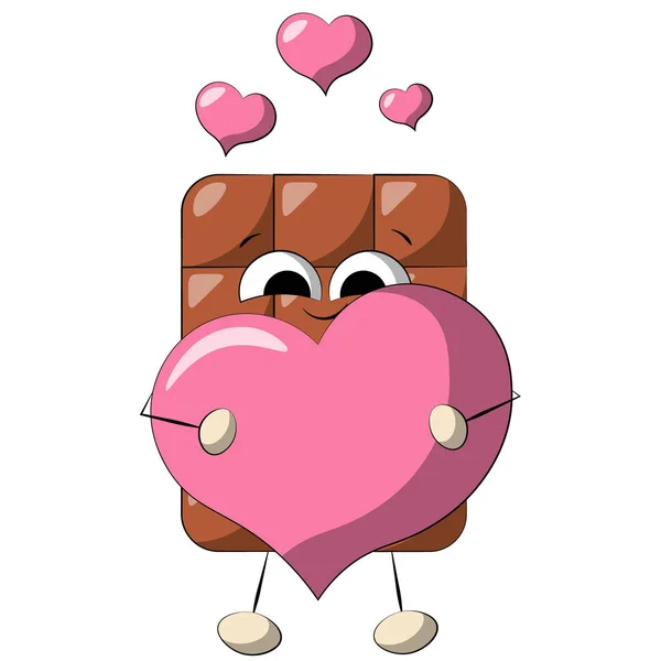 Niedliche Cartoon-Schokolade mit Herz. Illustration in Farbe zeichnen — Stockvektor