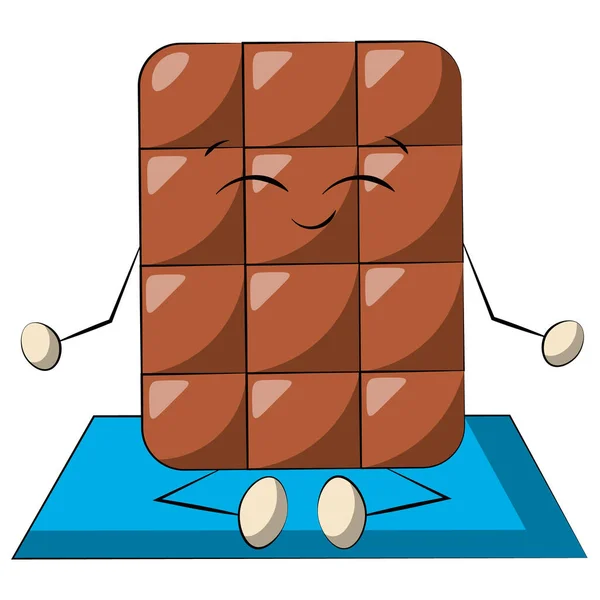 Lindo personaje de dibujos animados Chocolate en la meditación. Dibujar ilustración en color — Archivo Imágenes Vectoriales