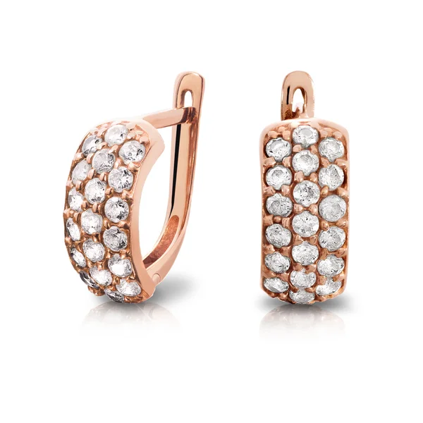 Boucles d'oreilles. Boucles d'oreilles en or avec diamants. Bijoux — Photo