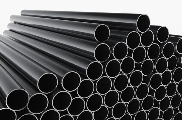 Close-up of plastic pipes on a white background 3d render illustration.